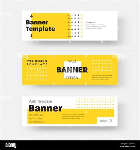 Vector Rectangular Horizontal Web Banner With Yellow And White Abstract