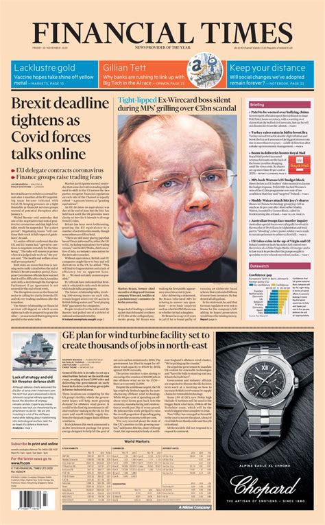 financial times front page 20th of november 2020 tomorrow s papers today