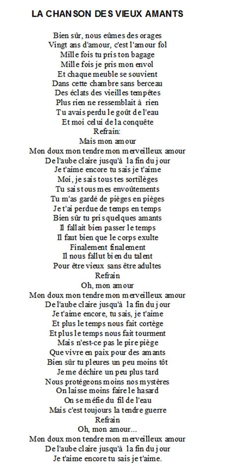 La Chanson Des Vieux Amants Jacques Brel Texte De Chanson Poeme Et