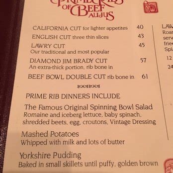Lawry's signature salad served tableside and dressed with our vintage. Lawry's The Prime Rib, Chicago - 460 Photos & 660 Reviews - Steakhouses - 100 E Ontario St, Near ...
