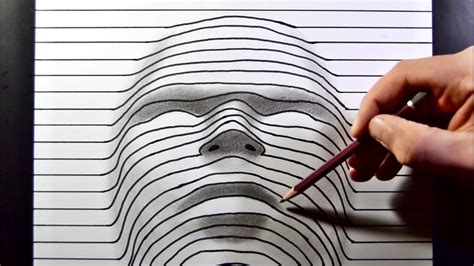 Line Paper Face Drawing Trick Art Illusion 2018 Youtube