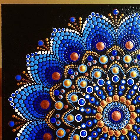 Color Burst Dot Mandala On Black Stretched Canvas 10 X 10 In Shades