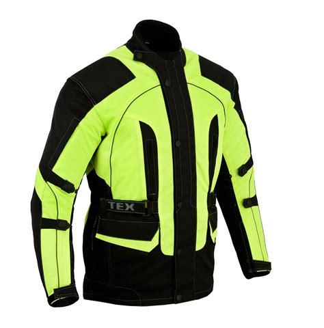 Motorbike Jacket Hi Vis Black Waterproof Motorcycle Thermal Biker Ce