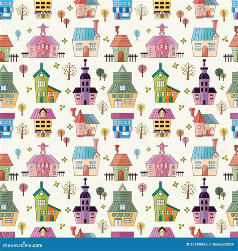 Seamless House Pattern Stock Vector Illustration Of Exterior 23499586