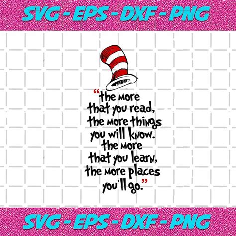 The Cat In The Hat Quote On Pink And White Background With Words That