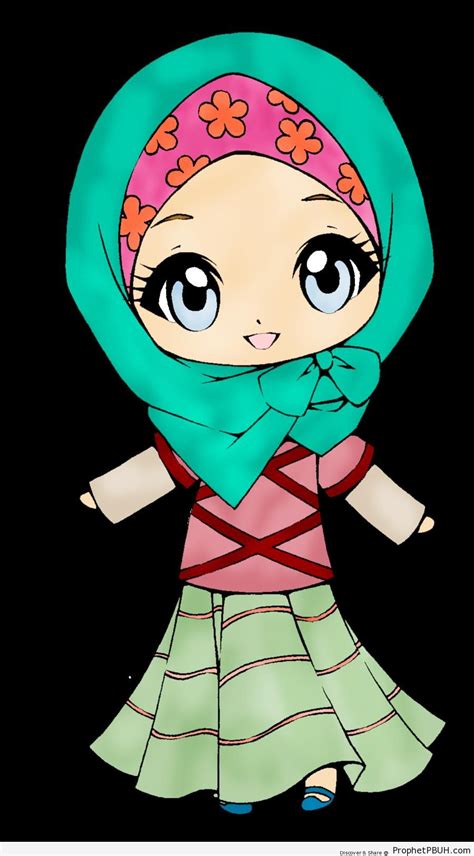 Happy Chibi Hijabi Chibi Drawings Cute Muslim Characters Prophet