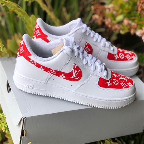 View our custom lv air force 1 (red print) customs. Air Force 1 "Supreme L V" (with front and back tab ...