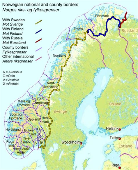 A Map Of The Norwegian National And Country Borders With Rivers Roads