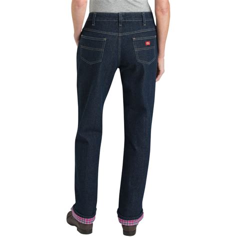 Dickies Womens Relaxed Fit Straight Leg Flannel Lined Jeans