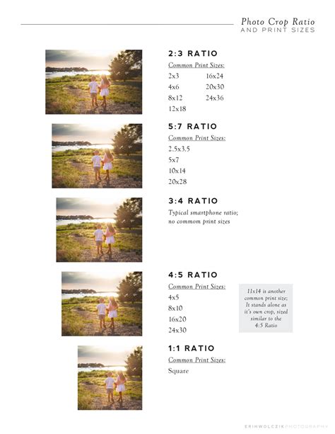 Understanding Common Photo Print Sizes And Crop Ratios Erin Wolczik