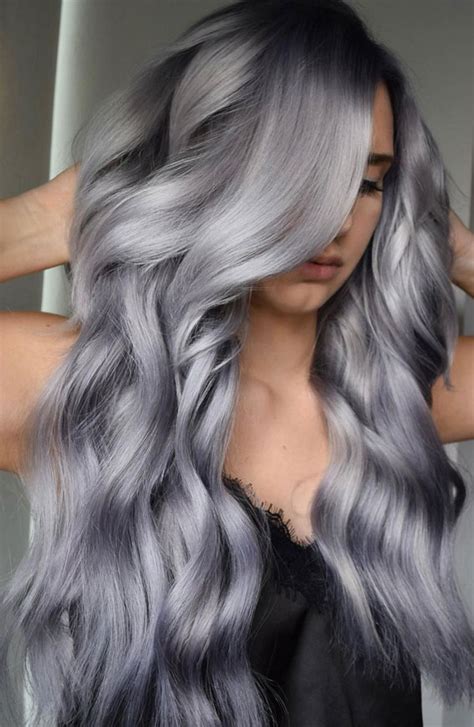 Trendy Grey Silver Hair Colour Ideas For Silky Shiny Silver Hair Colour