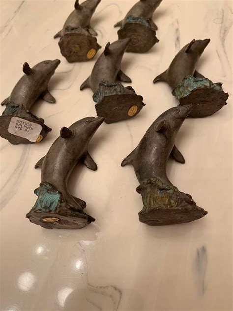 Lot Of 7 3 Solid Bronze Dolphin Figurines Set Etsy
