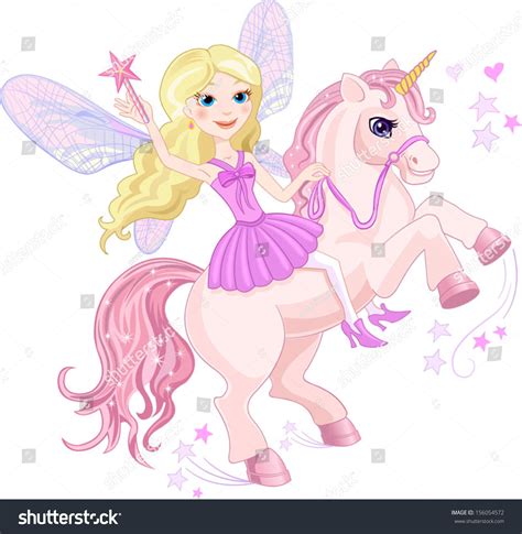 Little Fairy Unicorn Stock Vector 156054572 Shutterstock