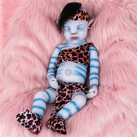 Vollence Inch Avatar Eye Closed Full Silicone Baby Doll With Hair Not Vinyl Dolls Realstic