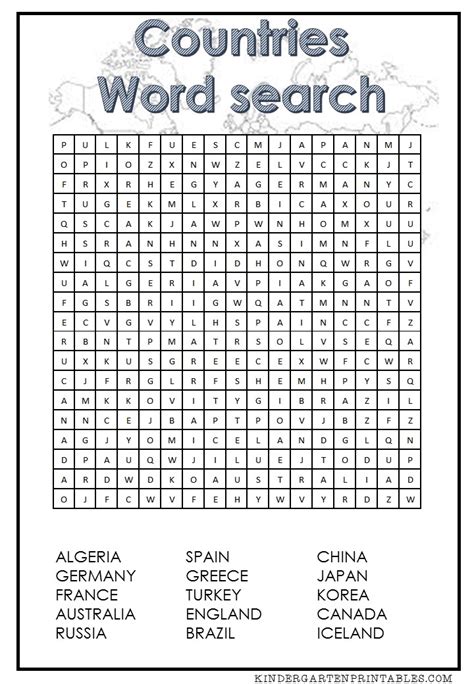 Countries Word Search Free Printable
