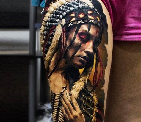Native American Girl Tattoo By Andrey Stepanov Photo 29792