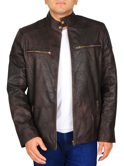 Dark Brown Distressed Leather Jacket For Men Men Jackets Mauvetree