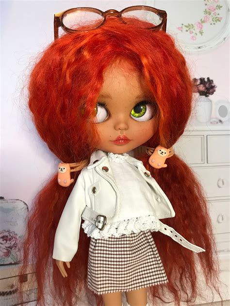 Blythe Custom Doll Ooak Blythe Doll Blythe Red Color Hair Etsy