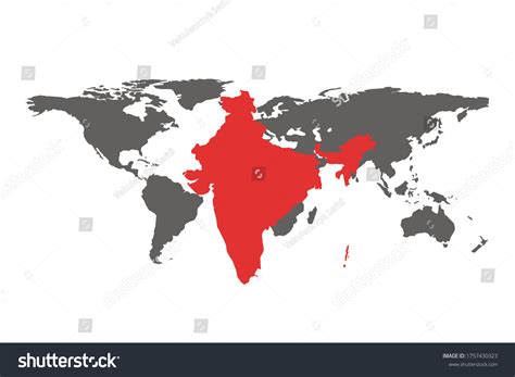 Map India On World Map Vector Stock Vector Royalty Free 1757430323
