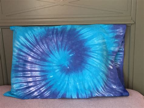 Spiral Tie Dyed Pillowcase Turquoise And Sapphire Blue Etsy Tie