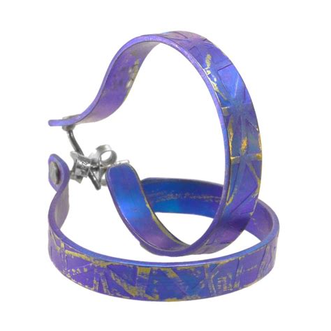 Necklaces, earrings, rings, bracelets, diamonds jewelry Designer Open Hoop Earrings Anodized Titanium | CultureTaste