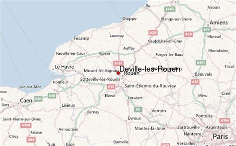 Un plano enmarcado de gran tamaño de la ciudad francesa con. Deville-les-Rouen Stadsgids