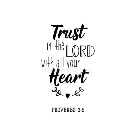 Trust In The Lord With All Your Heart Lettering Calligraphy Vector