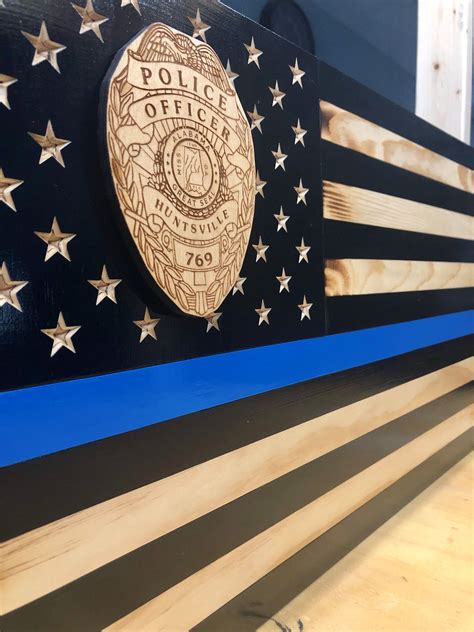 Custom Law Enforcement Logo Flag Subdued Thin Blue Line Etsy