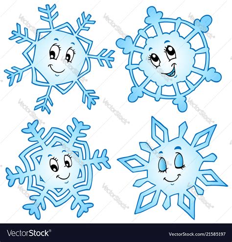 Cartoon Snowflakes Collection 1 Royalty Free Vector Image