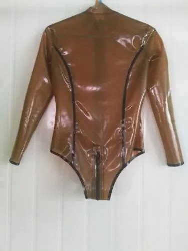 latex rubber women tight swimsuit brown bodysuit sexy zipper catsuit s xxl 0 4mm 33 24 picclick