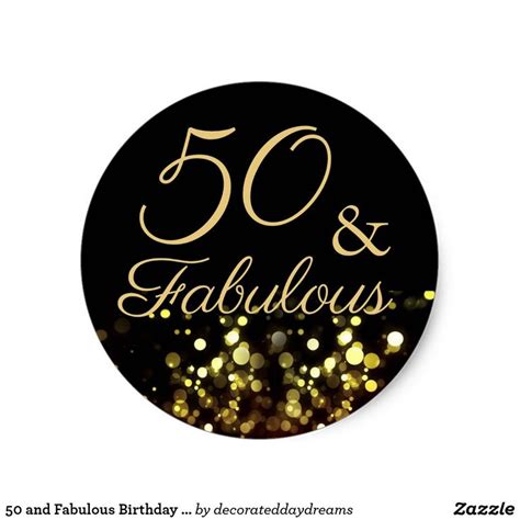 50 And Fabulous Black And Gold Birthday Sticker In 2020