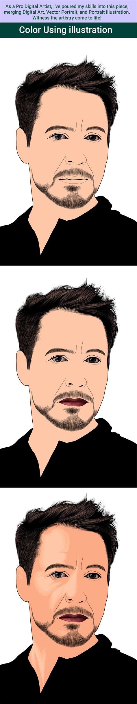 Vector Portrait Robert Downey Jr Face Illustration On Behance
