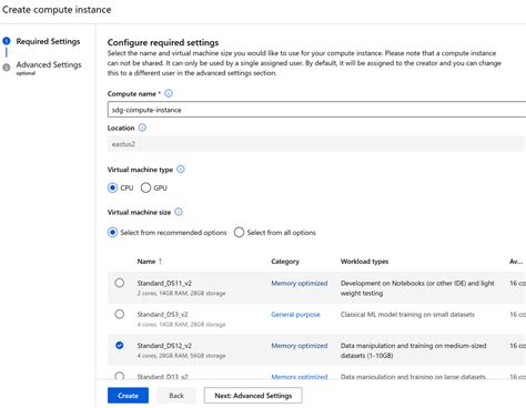 Create A Compute Instance Azure Machine Learning Microsoft Learn