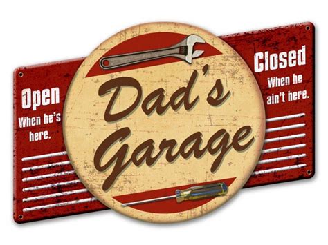 Dads Garage Metal Sign 22 X 15 Inches