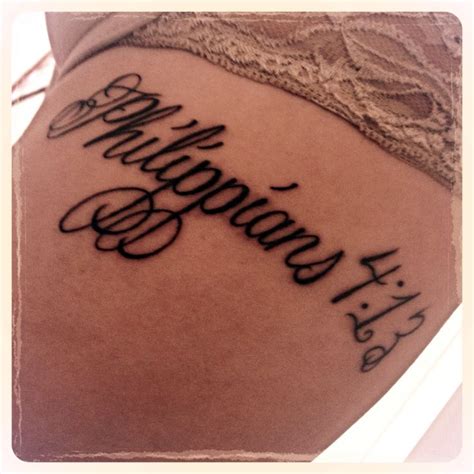Many show their love of scripture by tattooing bible verses on their bodies (to the chagrin of those who point to leviticus 19:28 as instruction not to). Pin by Larry Jordan on Phil. 4:13 Tattoo & more | Rib ...
