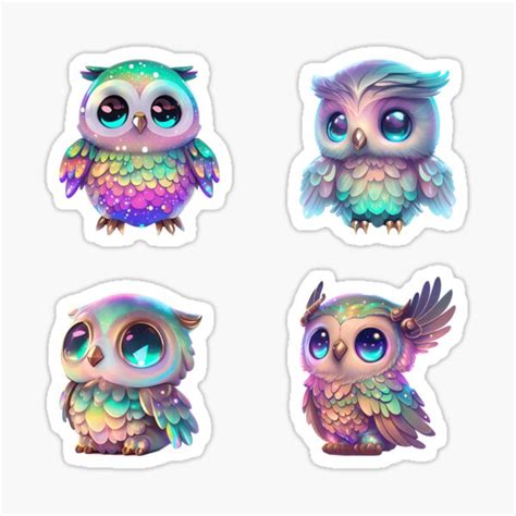 Glossy Owls Stickers Pack Sticker For Sale By Sublime Trend Redbubble