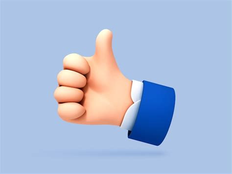 Premium Vector 3d Cartoon Thumb Up Hand Gesture Isolated On Blue