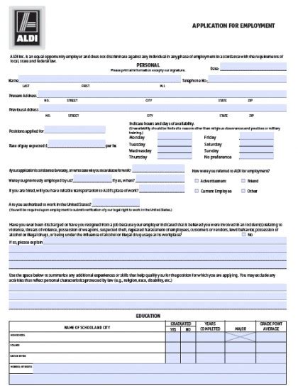 When asked to submit additional information to support your application, you should include information from other employers. Download ALDI Job Application Forms | PDF wikiDownload