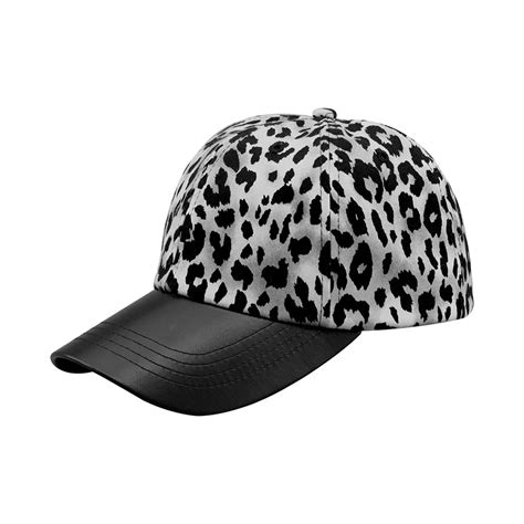 Wholesale Leopard Print Cap With Textured Leather Bill Ladies Caps
