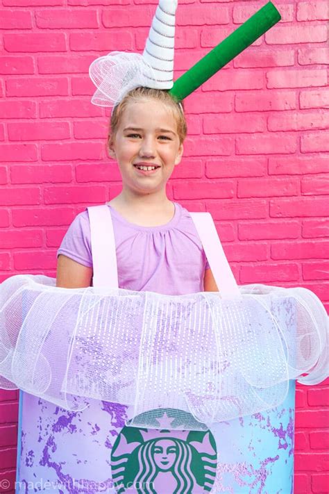 Using your ribbon, bows, or extra fabric, make accessories. Starbucks Unicorn Drink DIY Costume - Made with HAPPY