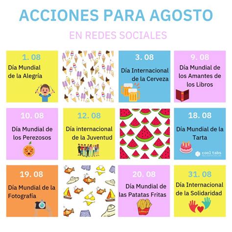 Acciones Para Agosto Meses Calendario Fechas Importantes Fechas