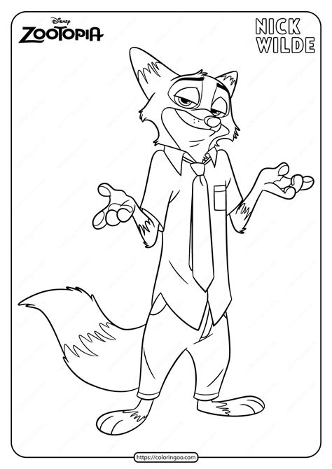 Free collection of 30+ printable coloring pages zootopia free printable zootopia coloring pages nick and judy lively. Printable Disney Zootopia Nick Wilde Coloring Page
