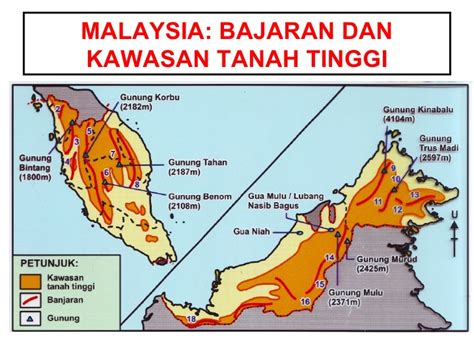 Bentuk muka bumi di malaysia (lokasi pelbagai bmb di malaysia). Bmb peta malaysia