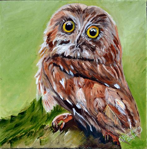 Cute Baby Owl In Oils Painted By Gill Bonnamy Baby Owls Cute Baby