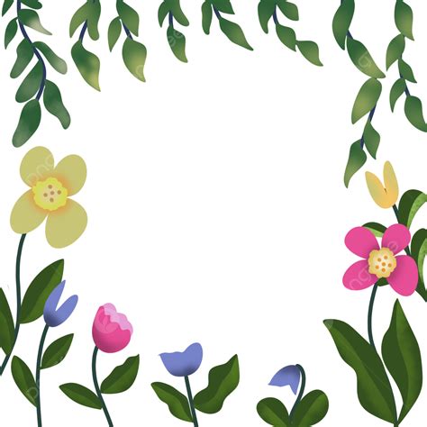 Spring Flowers Frame Hd Transparent Cute Spring Frame Colorful Flowers