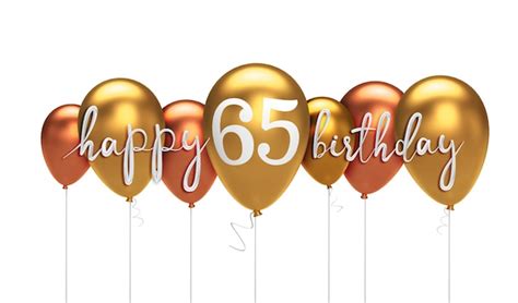 Premium Photo Happy 65th Birthday Gold Balloon Greeting Background 3d