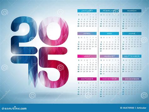 Vector Calendar 2015 Illustration With Abstract Color Design On Clear