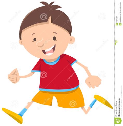 Running Boy Cartoon Character Stock Vector Illustration