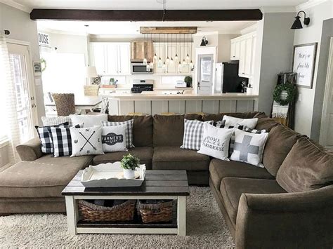 30 Farmhouse Living Room Ideas With Brown Couch Decoomo