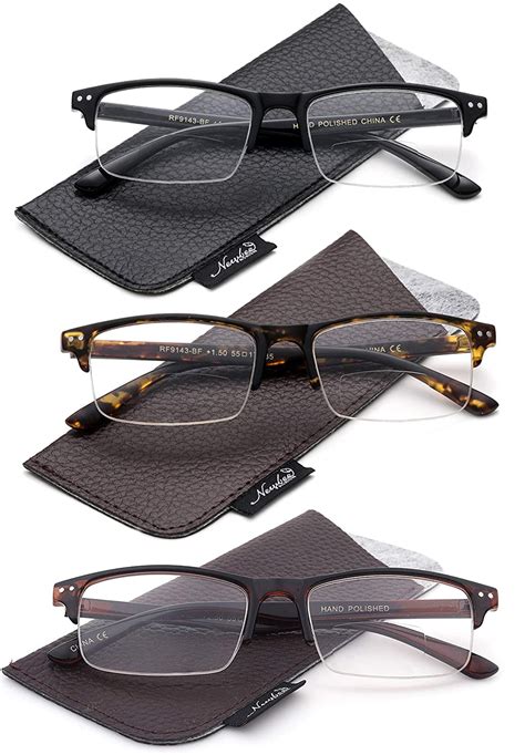 Buy 3 Pairs Bifocal Reading Glasses Men Half Frame Men S Bifocal Reading Glasses With Pouch 3